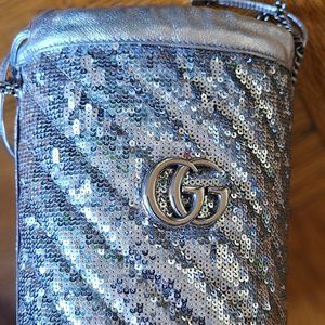 BRAND NEW Gucci Marmont Silver Mini-Bucket Bag
